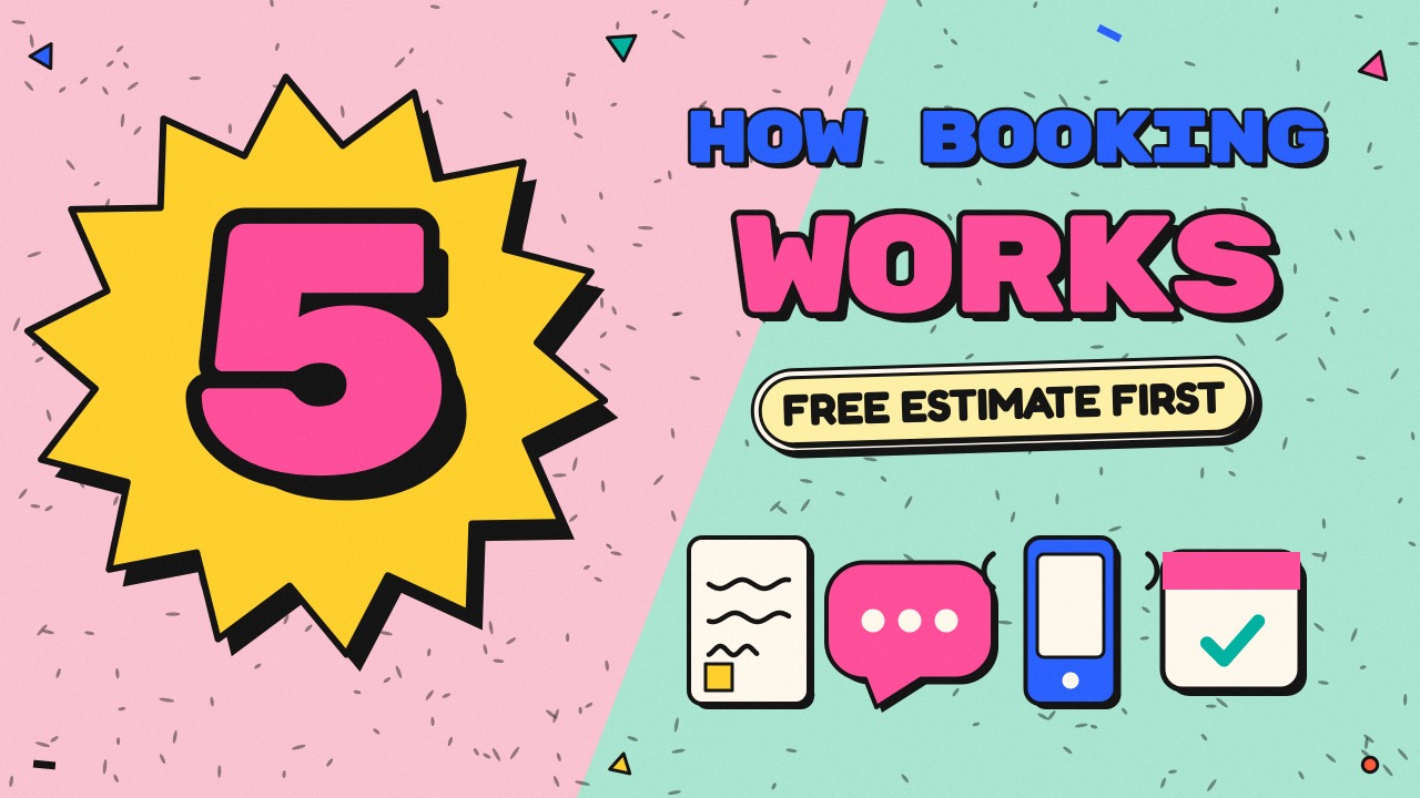 Title card for an animated video explaining how booking a house cleaning works at Easy Living Cleaners